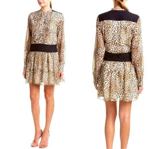 Marchesa Rose leopard lace satin mini dress